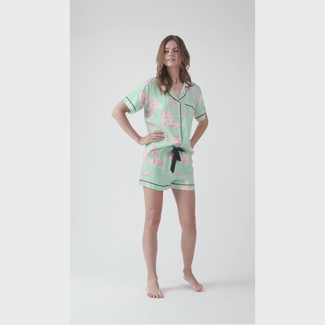 Charleston Toile Pajama Shorts Set dombezalergii