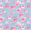 Après Ski Toile Traditional Wallpaper Wallpaper Blue Pink / Sample