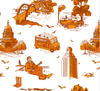 Austin Toile Traditional Wallpaper Wallpaper Burnt Orange / Sample