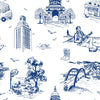 Austin Toile Traditional Wallpaper Wallpaper Navy / Double Roll