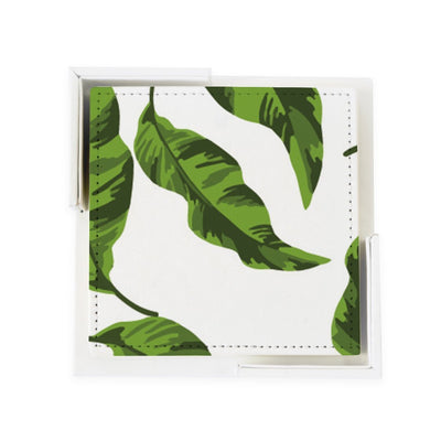 Coaster Set Green Banana Leaves Coaster Set dombezalergii