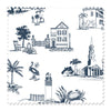 Charleston Toile Fabric Fabric By The Yard / Linen Canvas / Navy