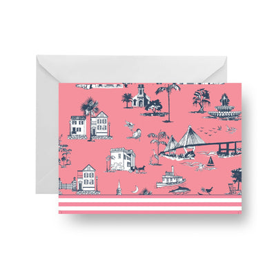 Folded Notecard Coral Charleston Toile Folded Notecard dombezalergii