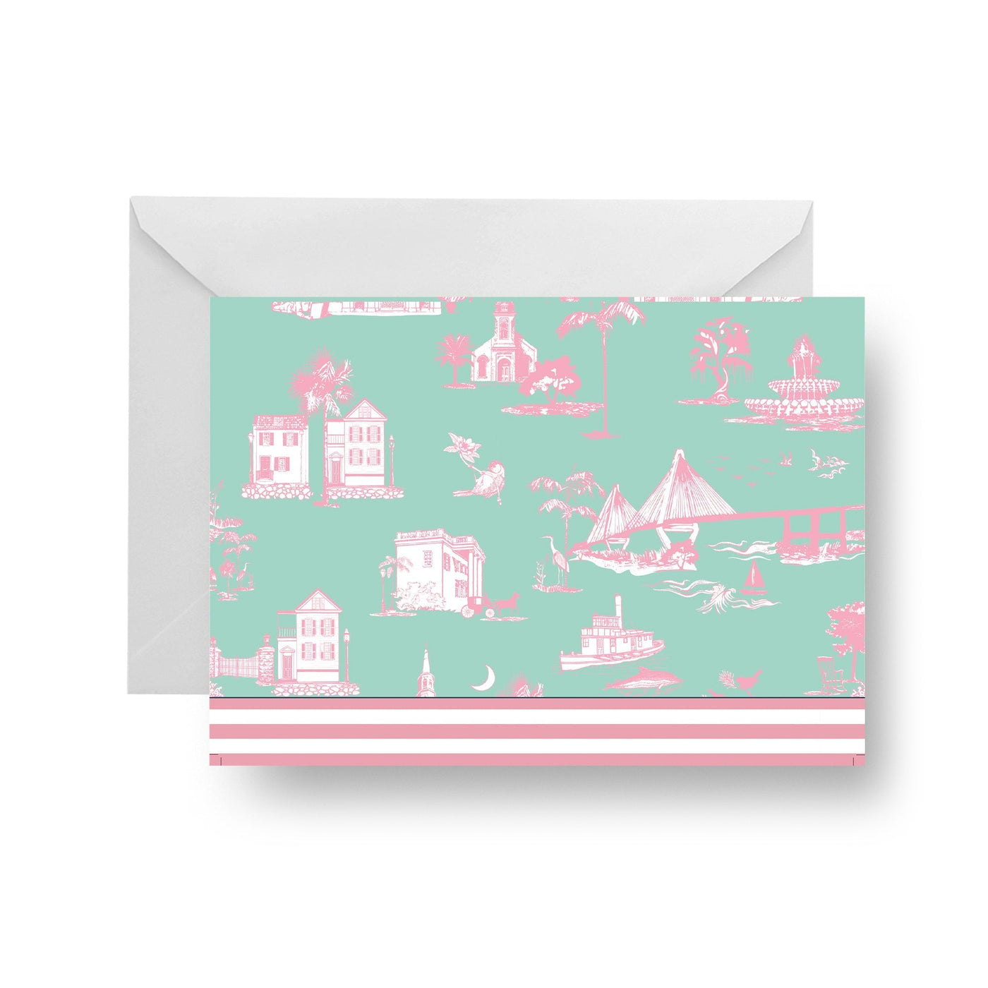 Folded Notecard Mint Charleston Toile Folded Notecard dombezalergii