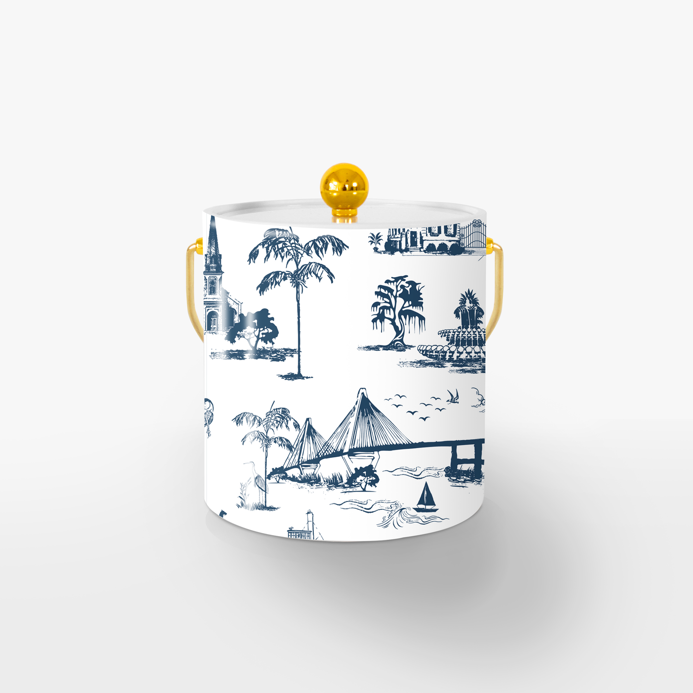 Ice Bucket Gold / Navy Charleston Toile Ice Bucket dombezalergii