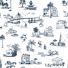 Charleston Toile Traditional Wallpaper Wallpaper Navy / Double Roll