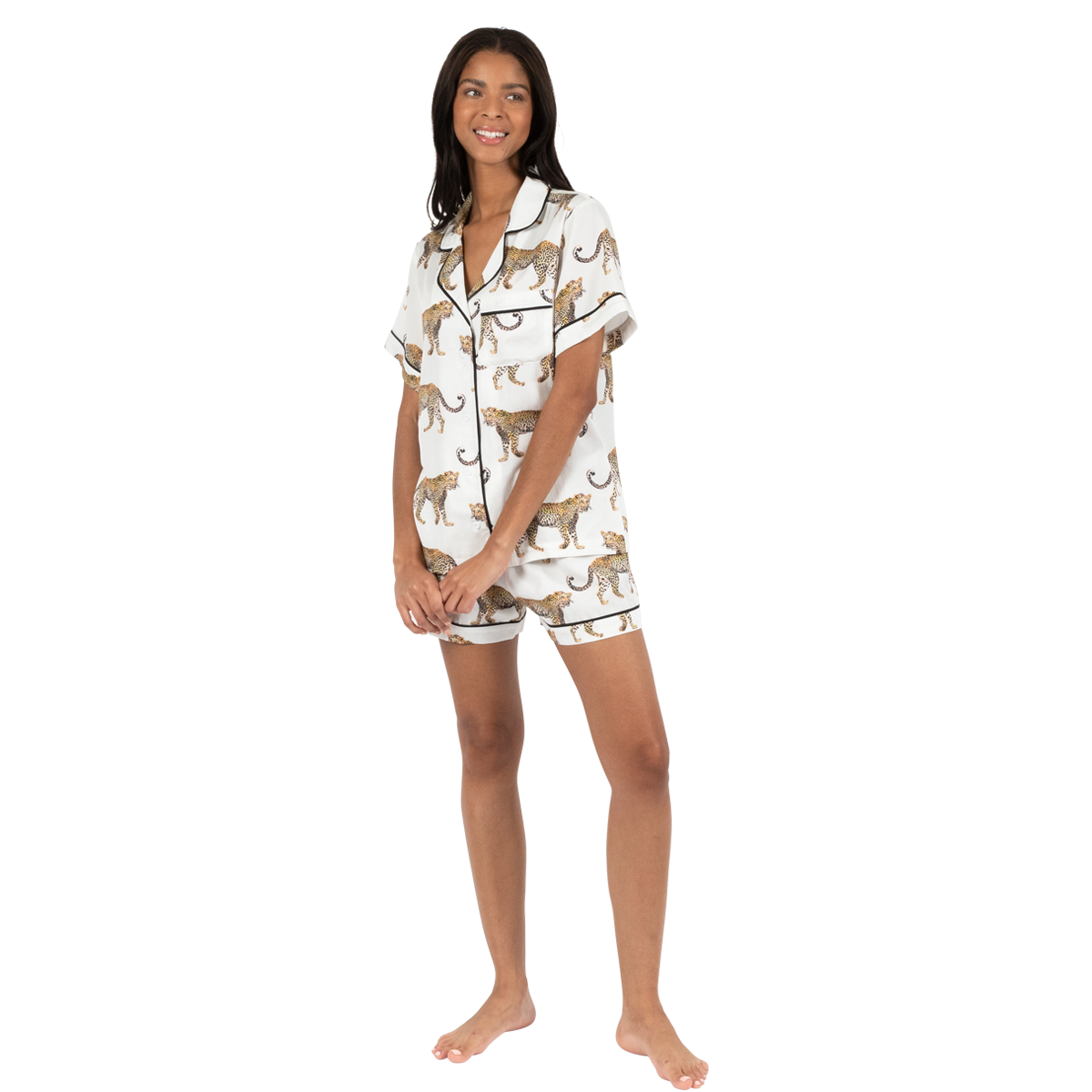 Pajama Set XS / White Cheetahs Pajama Shorts Set dombezalergii