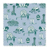 Dallas Toile Fabric Fabric By The Yard / Linen Canvas / Blue Pine