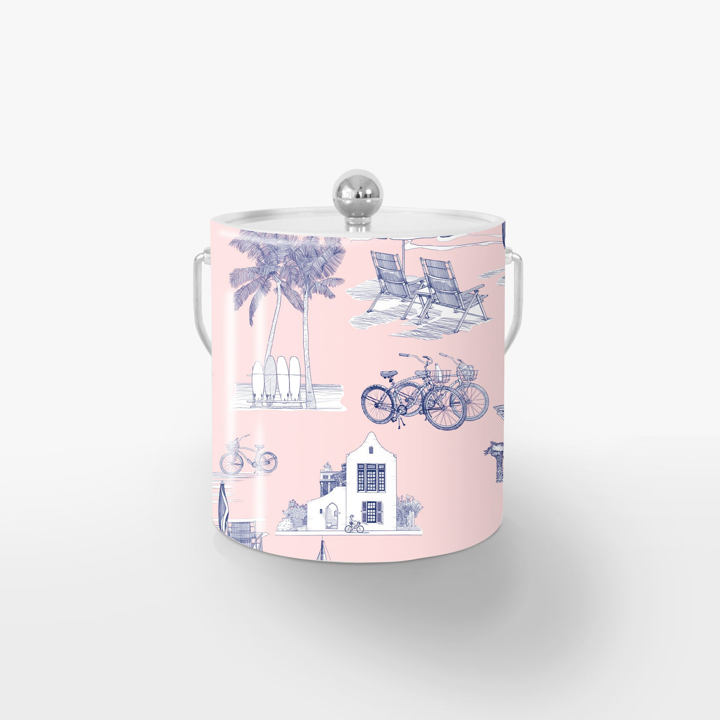 Ice Bucket Silver / Pink Navy Florida Toile Ice Bucket dombezalergii