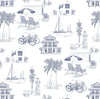 Florida Toile Traditional Wallpaper Wallpaper Navy / Double Roll
