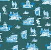 Fort Worth Toile Traditional Wallpaper Wallpaper Pine Blue / Double Roll