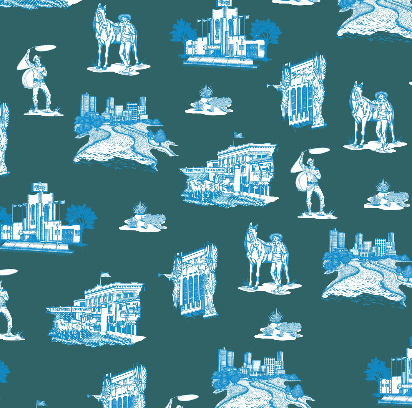 Wallpaper Pine Blue / Double Roll Fort Worth Toile Wallpaper dombezalergii