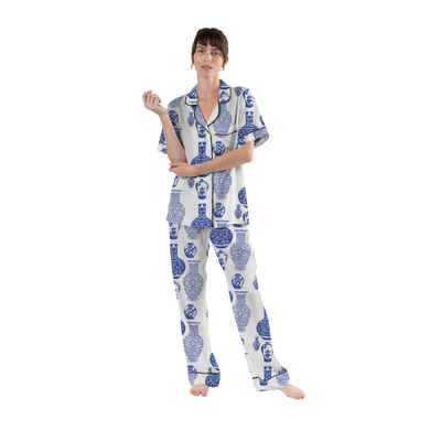 Pajama Set XS / Blue Ginger Jars Pajama Pants Set dombezalergii
