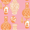 Ginger Jars Traditional Wallpaper Wallpaper Pink Orange / Double Roll