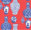 Ginger Jars Traditional Wallpaper Wallpaper Red Blue / Double Roll