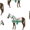 Horse & Tassel Traditional Wallpaper Wallpaper Green / Double Roll