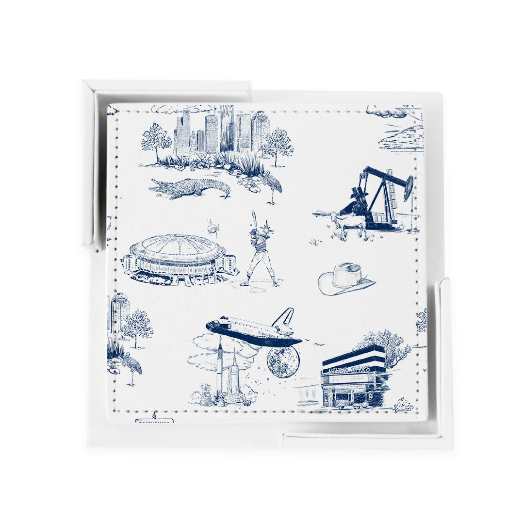 Coaster Set Navy Houston Toile Coaster Set dombezalergii