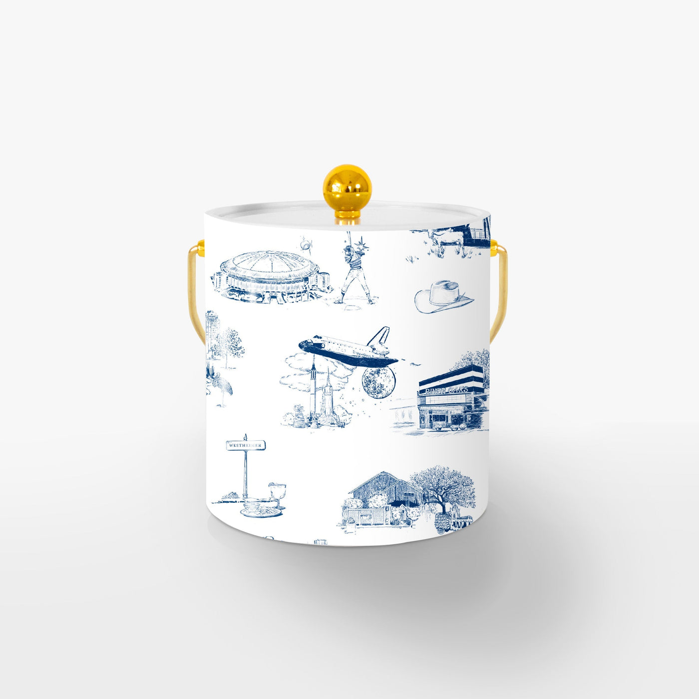 Ice Bucket Gold / Navy Houston Toile Ice Bucket dombezalergii