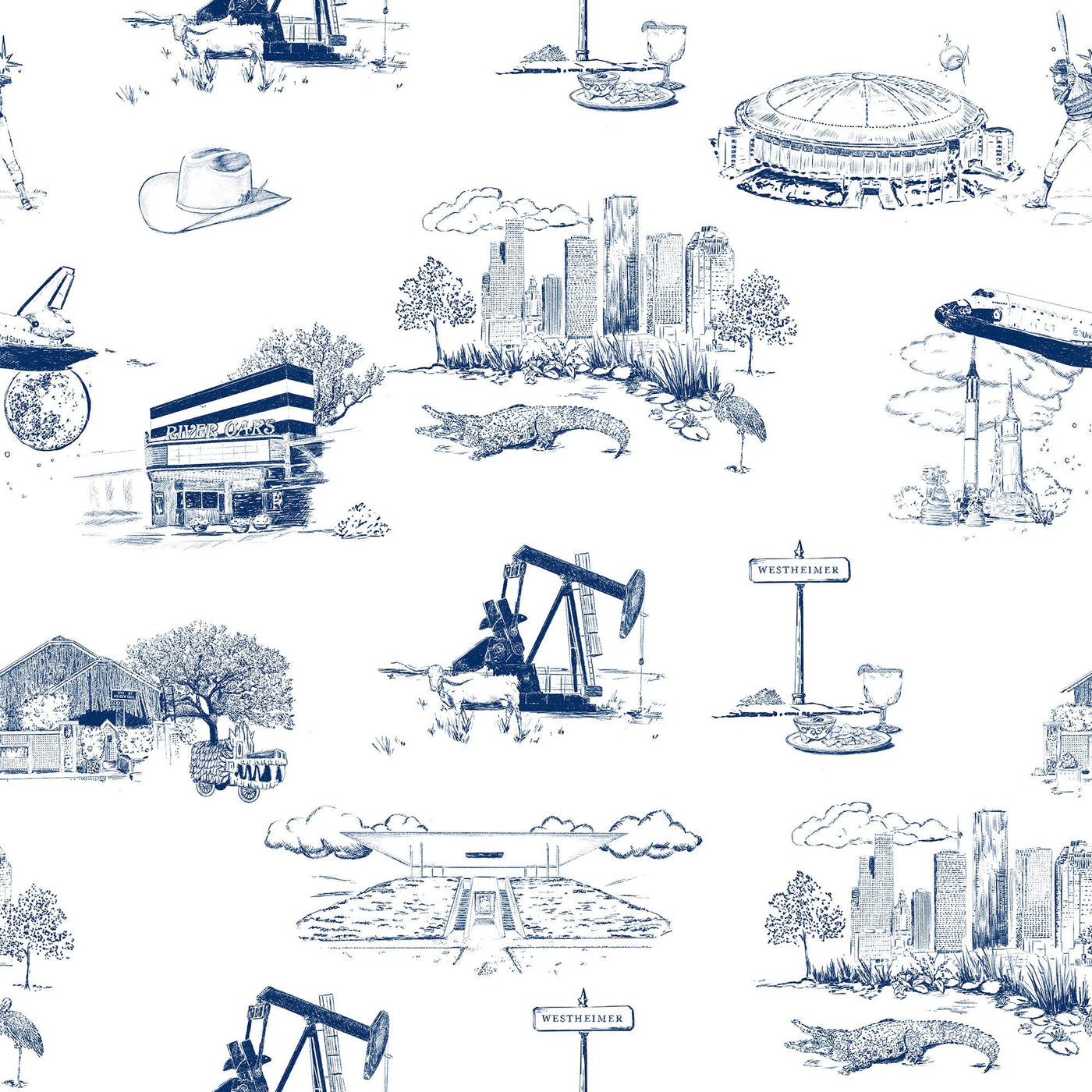 Peel & Stick Wallpaper Navy / 24"x 48" Houston Toile Peel & Stick Wallpaper dombezalergii