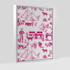 Marfa Toile Canvas Gallery Print Pink / 11x14 / White Frame