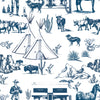 Marfa Toile Traditional Wallpaper Wallpaper Navy / Sample