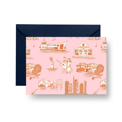 Folded Notecard Orange Pink Nashville Folded Notecard Set dombezalergii