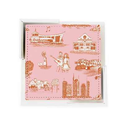 Coaster Set Orange Pink Nashville Toile Coaster Set dombezalergii