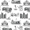 Nashville Toile Peel & Stick Wallpaper Peel & Stick Wallpaper Black / 24"x 48"