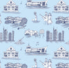 Nashville Toile Traditional Wallpaper Wallpaper Blue Navy / Double Roll