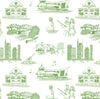 Nashville Toile Traditional Wallpaper Wallpaper Green / Double Roll