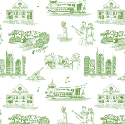 Wallpaper Green / Double Roll Nashville Toile Wallpaper dombezalergii