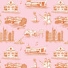Nashville Toile Traditional Wallpaper Wallpaper Orange Pink / Double Roll