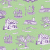 New Orleans Toile Peel & Stick Wallpaper Peel & Stick Wallpaper Green Lavender / 24"x 48"