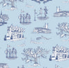 New Orleans Toile Traditional Wallpaper Wallpaper Blue Navy / Double Roll