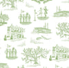 New Orleans Toile Traditional Wallpaper Wallpaper Green / Double Roll