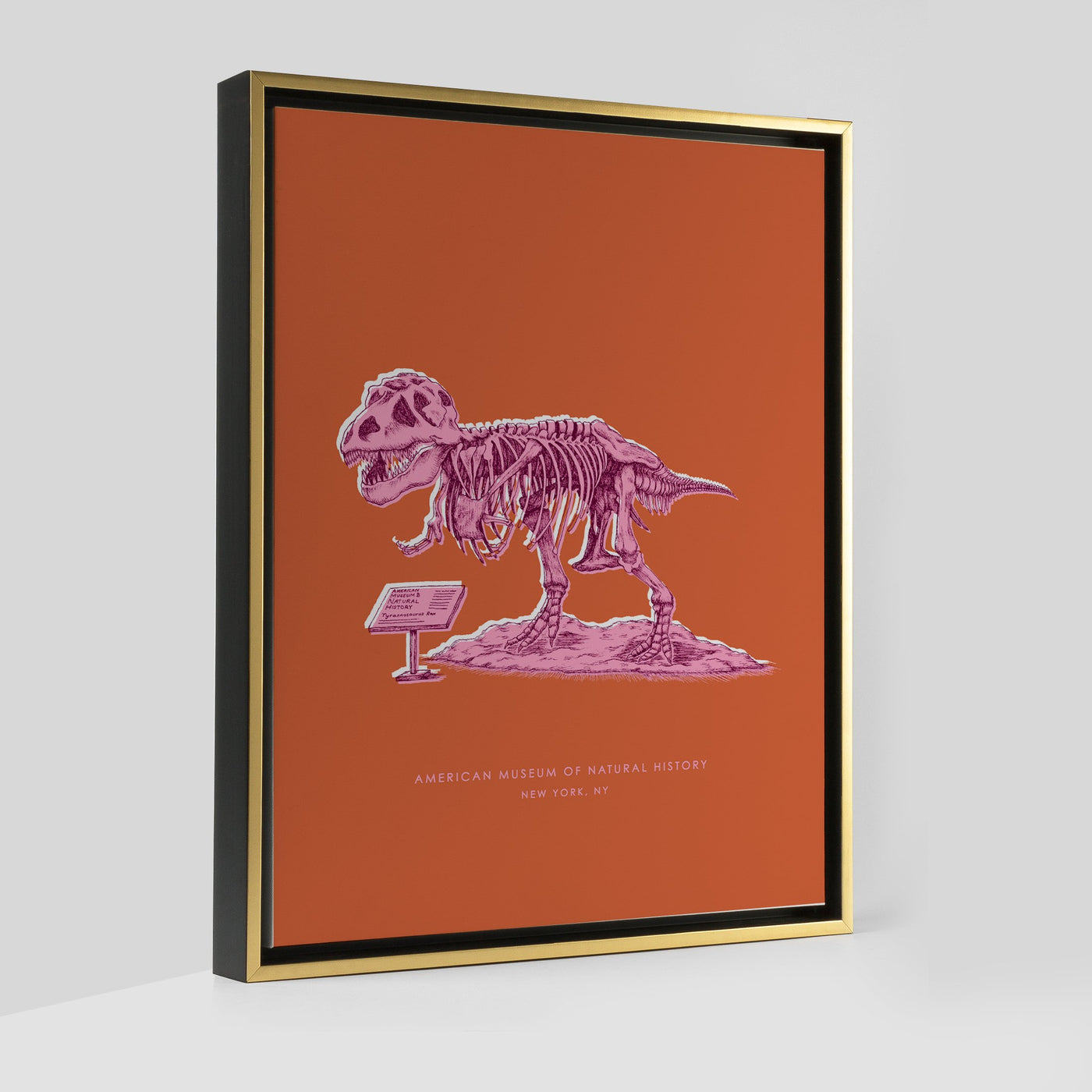Gallery Prints Orange Canvas / 8x10 / Gold Frame New York Dinosaur Print dombezalergii