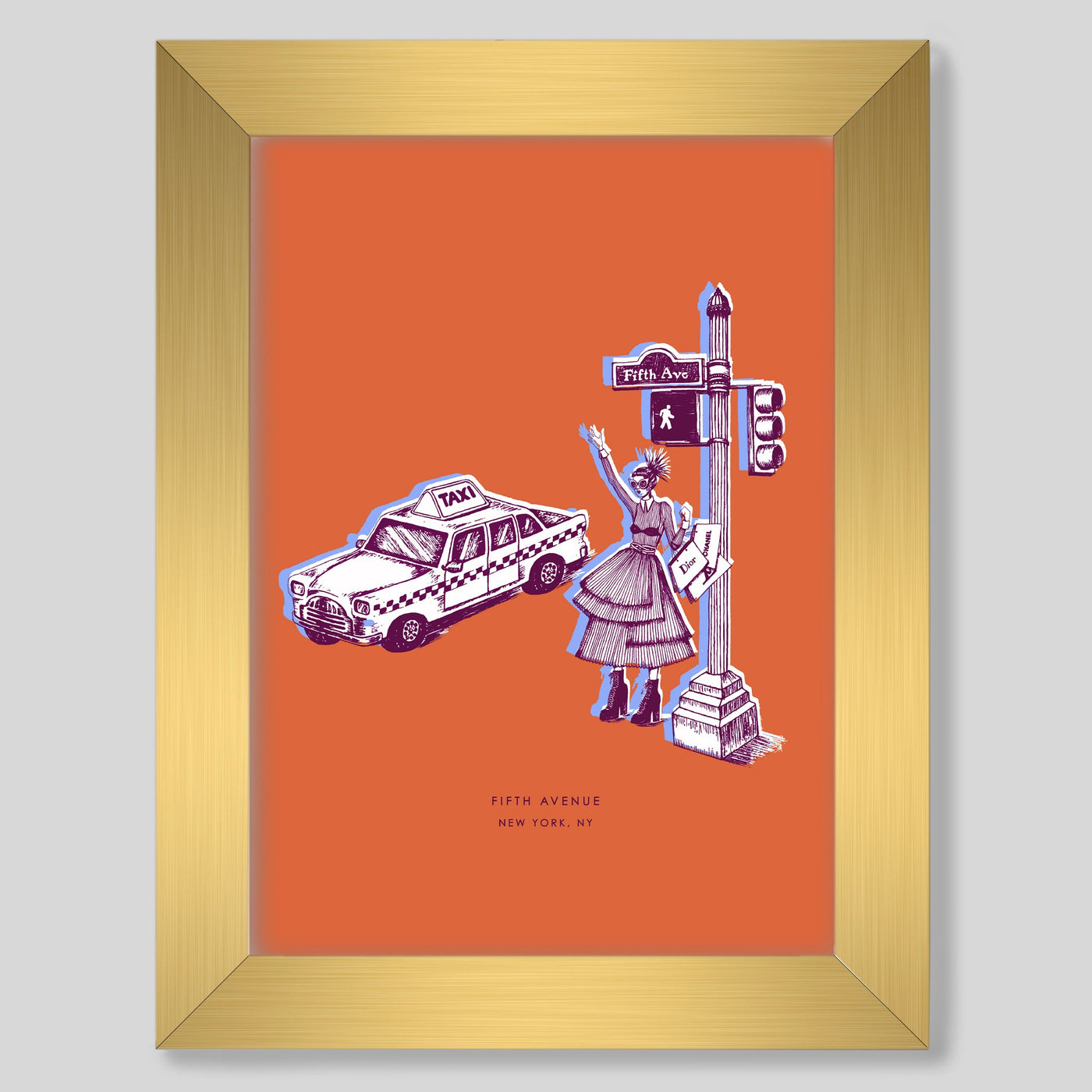 Gallery Prints Orange Print / 8x10 / Gold Frame New York Fifth Avenue Print dombezalergii