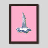 New York Statue of Liberty Print Gallery Print Pink Print / 8x10 / Walnut Frame