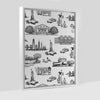 New York Toile Canvas Gallery Print Black / 8x10 / White Frame