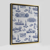 New York Toile Canvas Gallery Print Navy / 8x10 / Gold Frame