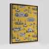 New York Toile Canvas Gallery Print Yellow / 8x10 / Gold Frame