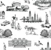 New York Toile Peel & Stick Wallpaper Peel & Stick Wallpaper Black / 24"x 48"