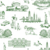 New York Toile Peel & Stick Wallpaper Peel & Stick Wallpaper Green / 24"x 48"