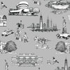 New York Toile Peel & Stick Wallpaper Peel & Stick Wallpaper Grey / 24"x 48"