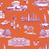 New York Toile Peel & Stick Wallpaper Peel & Stick Wallpaper Orange Magenta / 24"x 48"