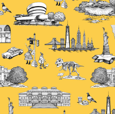 Peel & Stick Wallpaper Yellow / 24"x 48" New York Toile Peel & Stick Wallpaper dombezalergii