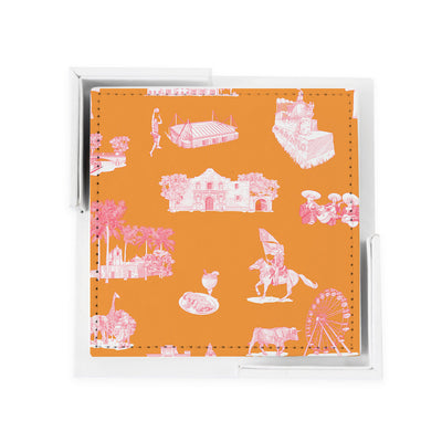 Coaster Set Orange Pink San Antonio Toile Coaster Set dombezalergii