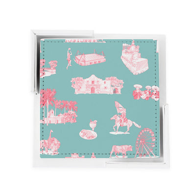 Coaster Set Teal Pink San Antonio Toile Coaster Set dombezalergii