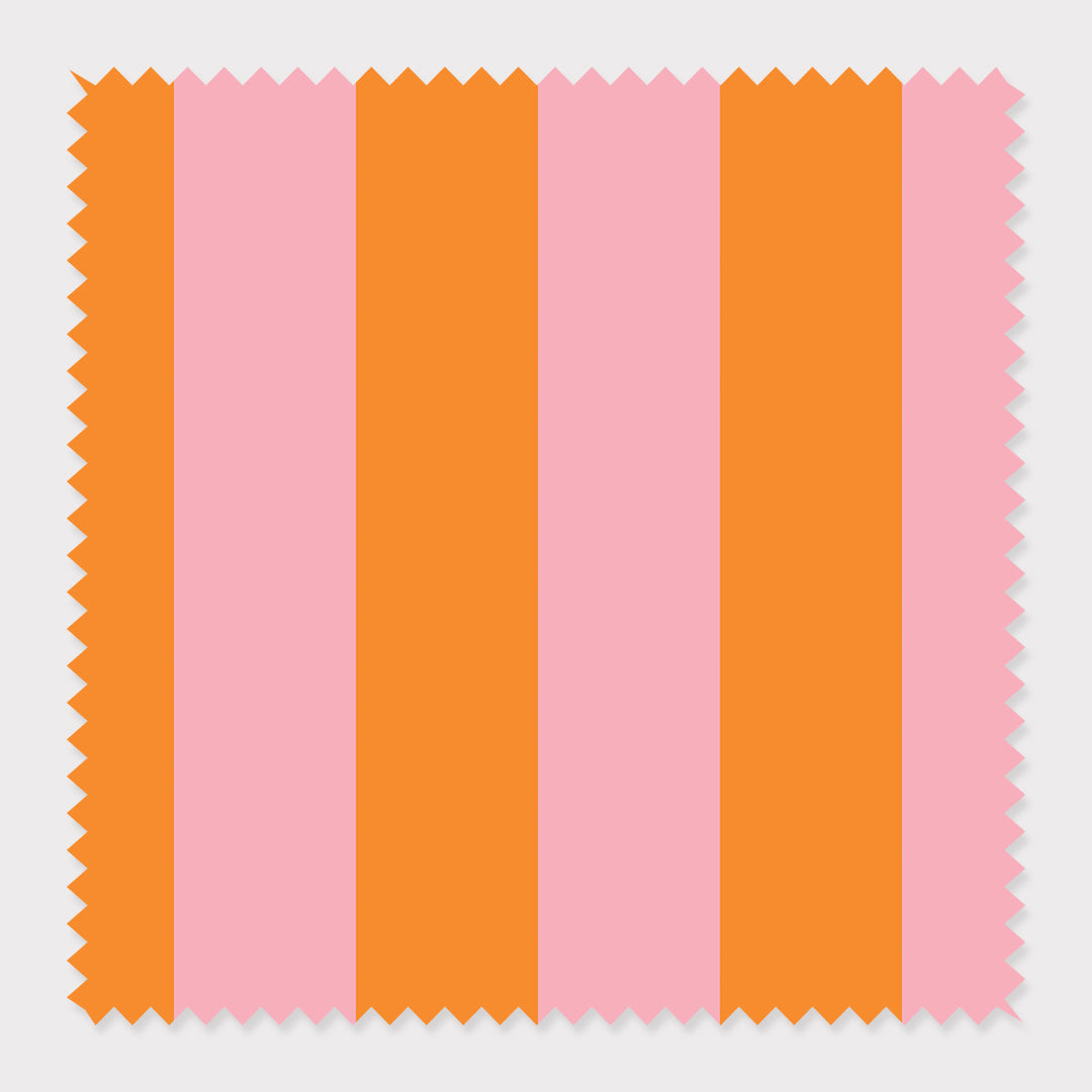 Fabric Cotton Twill / By The Yard / Pink Orange Stripes Fabric dombezalergii