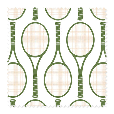 Fabric Cotton Twill / By The Yard / Green Tennis Racket Fabric dombezalergii